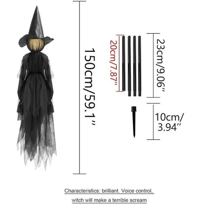 3PCS Indoor And Outdoor Halloween Decorations - Sound Activated Hand Holding Witch