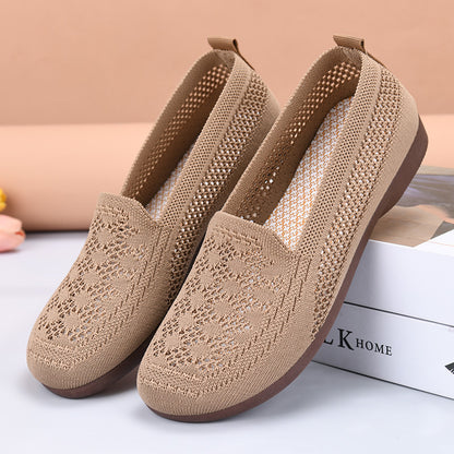 Breathable Womens Summer Mesh Shoes, Soft Sole, Shallow Mouth, Lazy Casual Shoes, Lightweight Mothers Shoes for Comfort