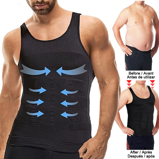 Compression Tank Top Men Slimming Body Shaper Vest, Abs Abdomen Tummy Control Workout Shirt Sleeveless Gym Fitness