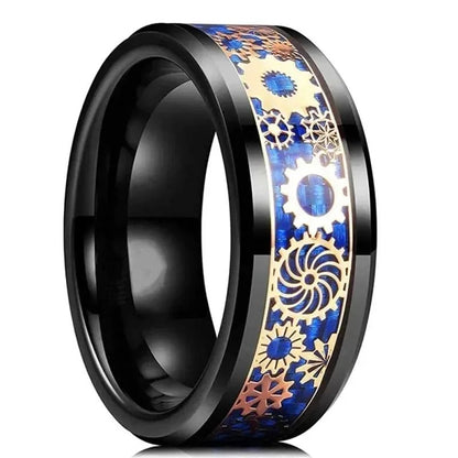 Mens Stainless Steel Carbon Fiber Ring, Stylish & Durable Rings for Men