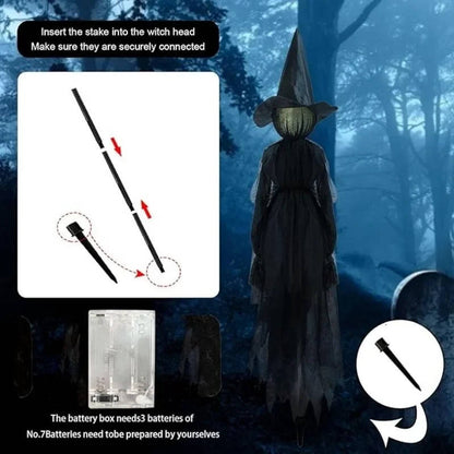 3PCS Indoor And Outdoor Halloween Decorations - Sound Activated Hand Holding Witch