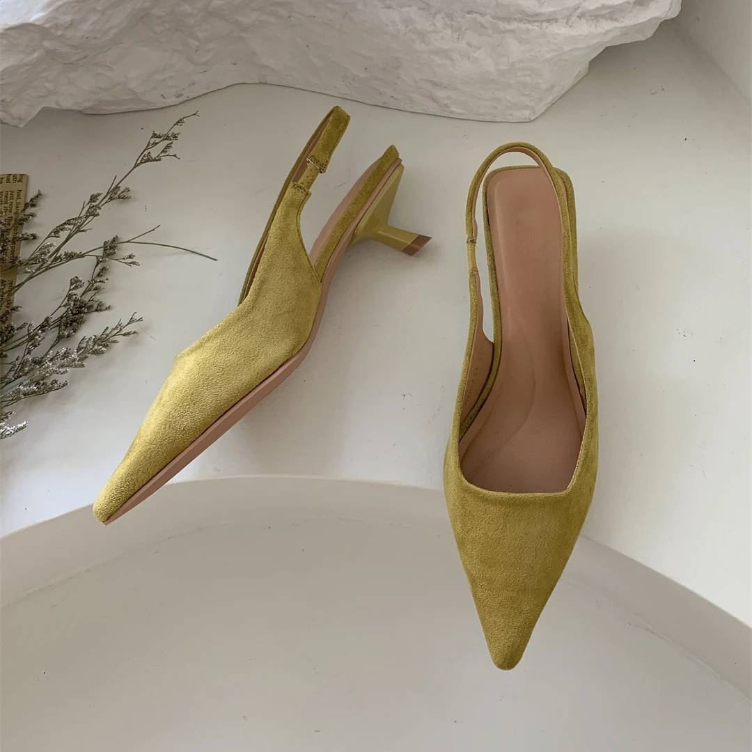 Women's Pointed Toe Slingback Kitten Heels