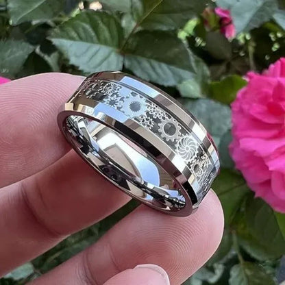 Mens Stainless Steel Carbon Fiber Ring, Stylish & Durable Rings for Men