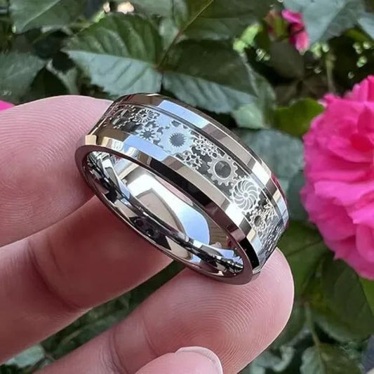 Mens Stainless Steel Carbon Fiber Ring, Stylish & Durable Rings for Men