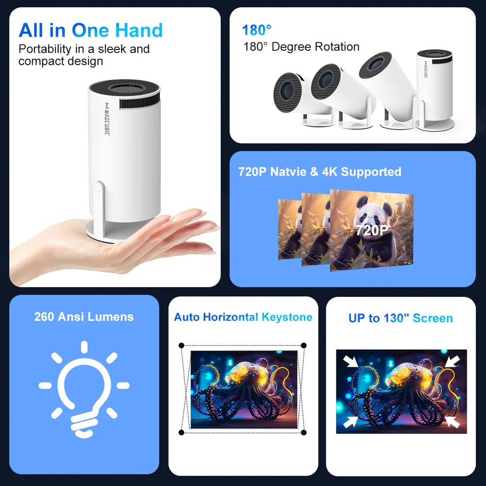 Portable 4K-Compatible HD Projector