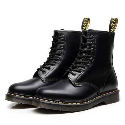Lace-Up Low Heel Round-Toe BootS
