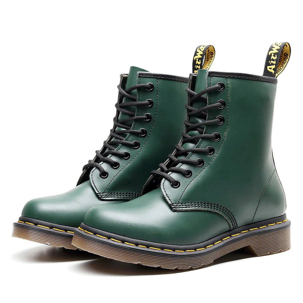 Lace-Up Low Heel Round-Toe BootS