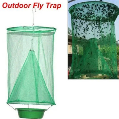 Reusable outdoor fly trap with bait container