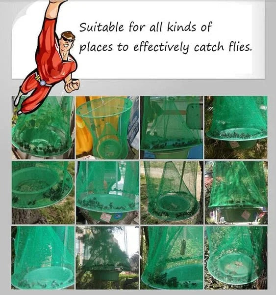 Reusable outdoor fly trap with bait container