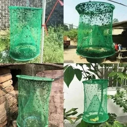 Reusable outdoor fly trap with bait container