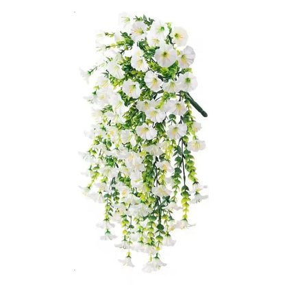 Artificial morning glory hanging decor with UV resistance