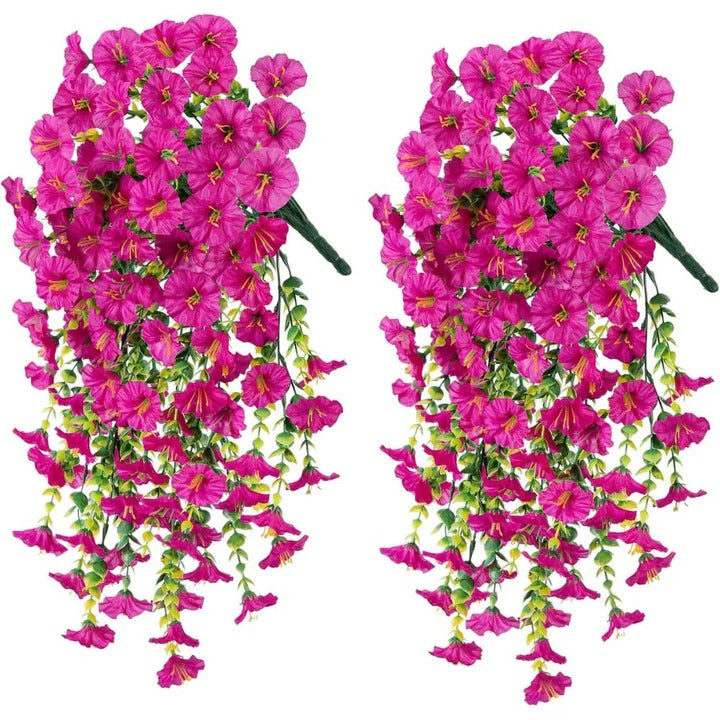 Artificial morning glory hanging decor with UV resistance