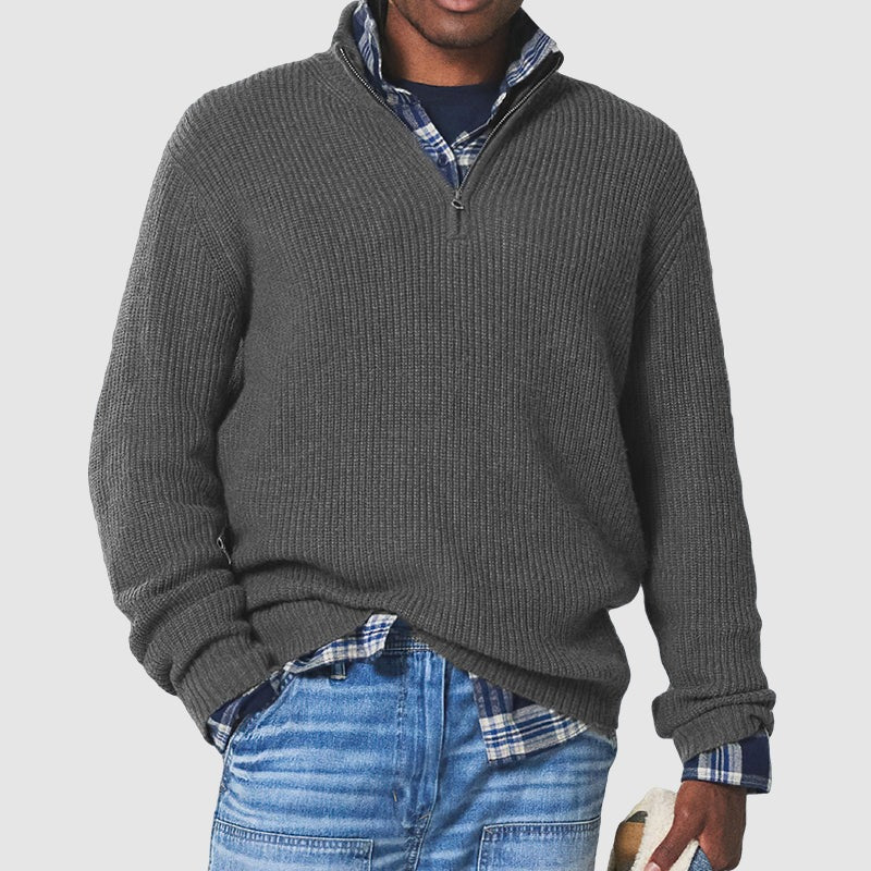 Men’s Sweater with Half-Zip Collar