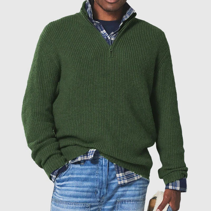 Men’s Sweater with Half-Zip Collar