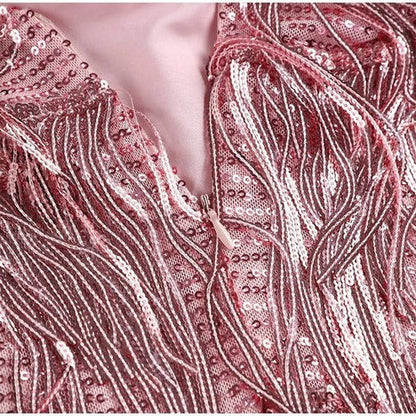 Short Dress with Feather Accents