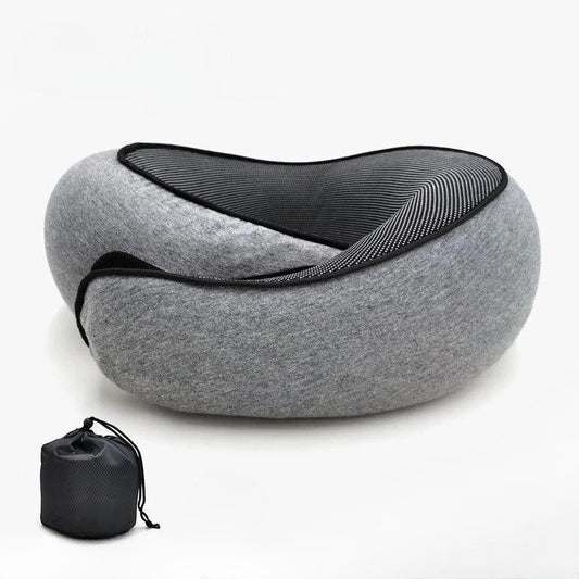 Snail-Shaped Memory Foam Travel Neck Pillow U-Shaped, Portable, Adjustable Support