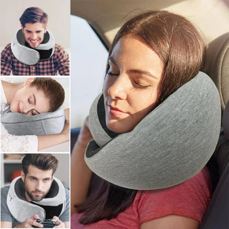 Snail-Shaped Memory Foam Travel Neck Pillow U-Shaped, Portable, Adjustable Support