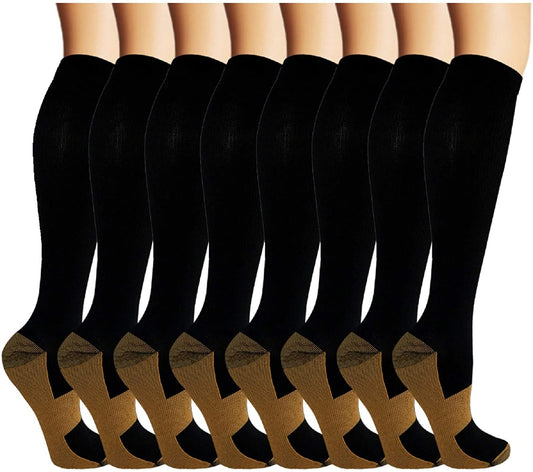 Copper Compression Socks 7-Pack for Sports, Workout & Recovery Support