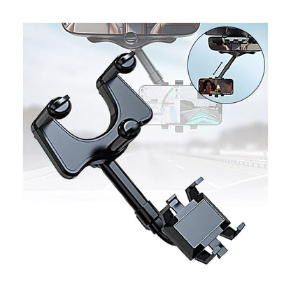 Rotatable and Retractable Car Phone Holder 360° Rear View Mirror Mount