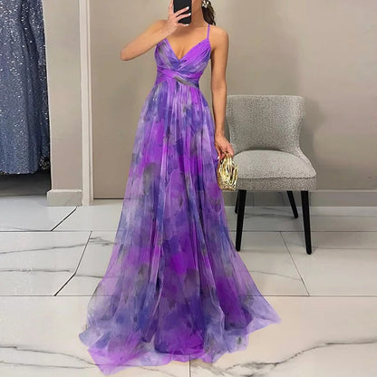 Women's Floral Pleated Maxi Dress