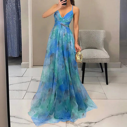 Women's Floral Pleated Maxi Dress