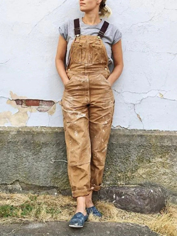 Women's Utility Bib Overalls with Adjustable Straps