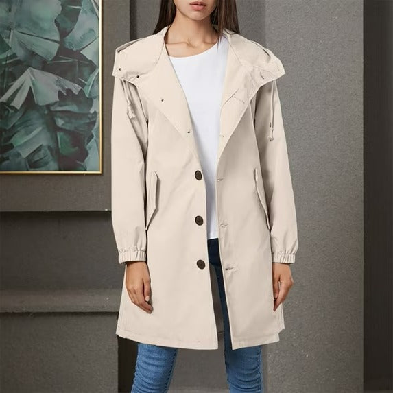 Long Waterproof Rain Jacket for Women Lightweight and Hooded
