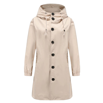 Long Waterproof Rain Jacket for Women Lightweight and Hooded