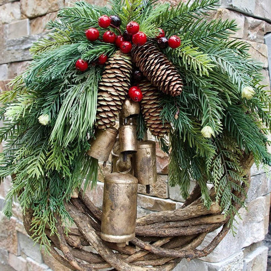 Farmhouse Boho Christmas Wreath Holiday Home Decor