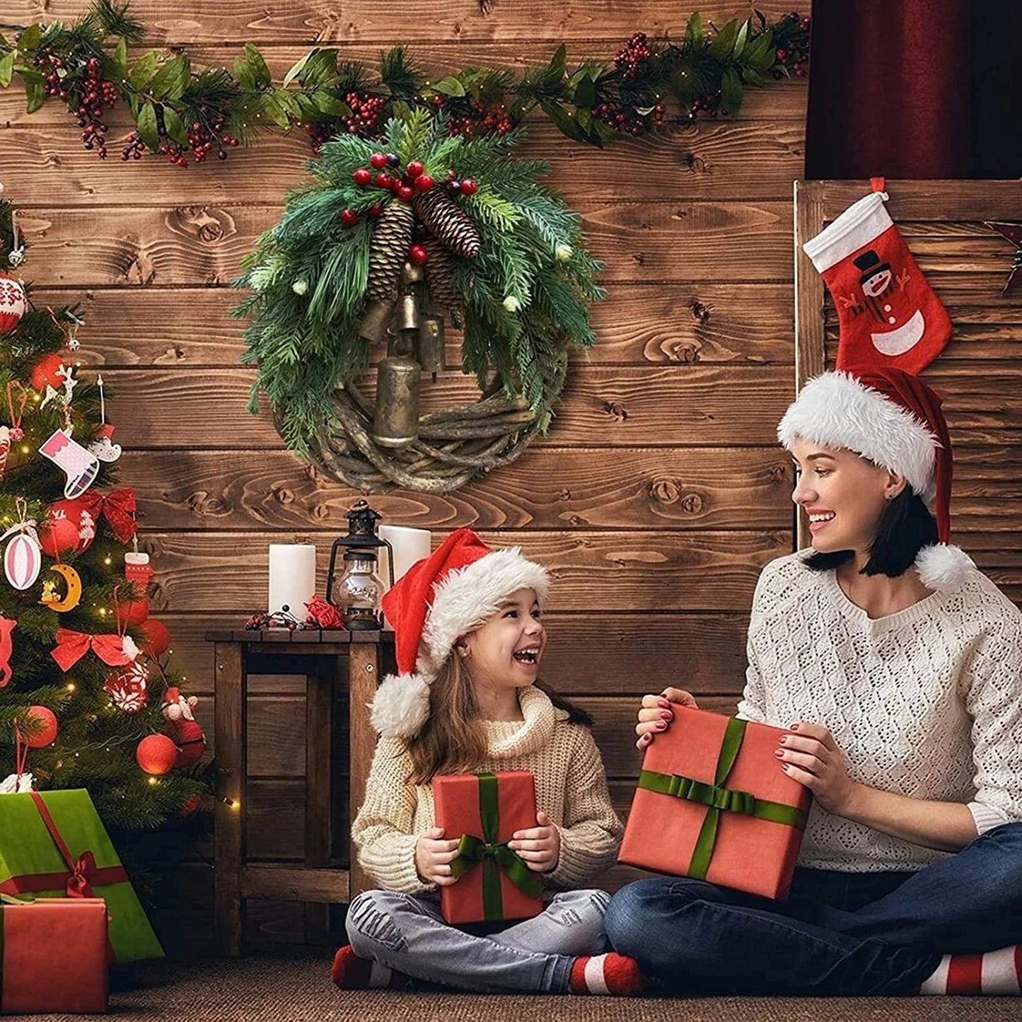 Farmhouse Boho Christmas Wreath Holiday Home Decor