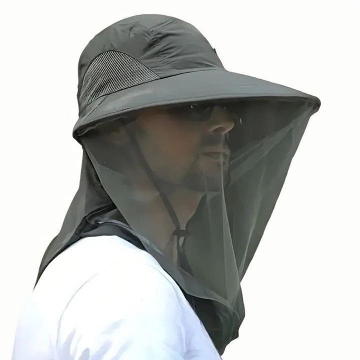 Outdoor Wide Brim Hat with Mesh Net for Sun and Insect Protection