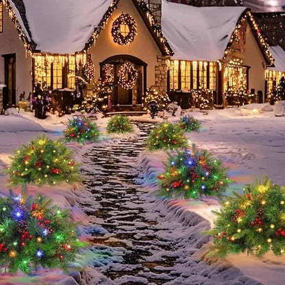 Pre-Lit LED Evergreen Urn Filler – Festive Holiday Decoration