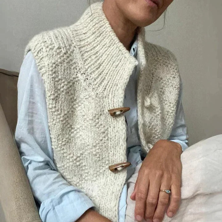 Beige Knitted Vest for Women