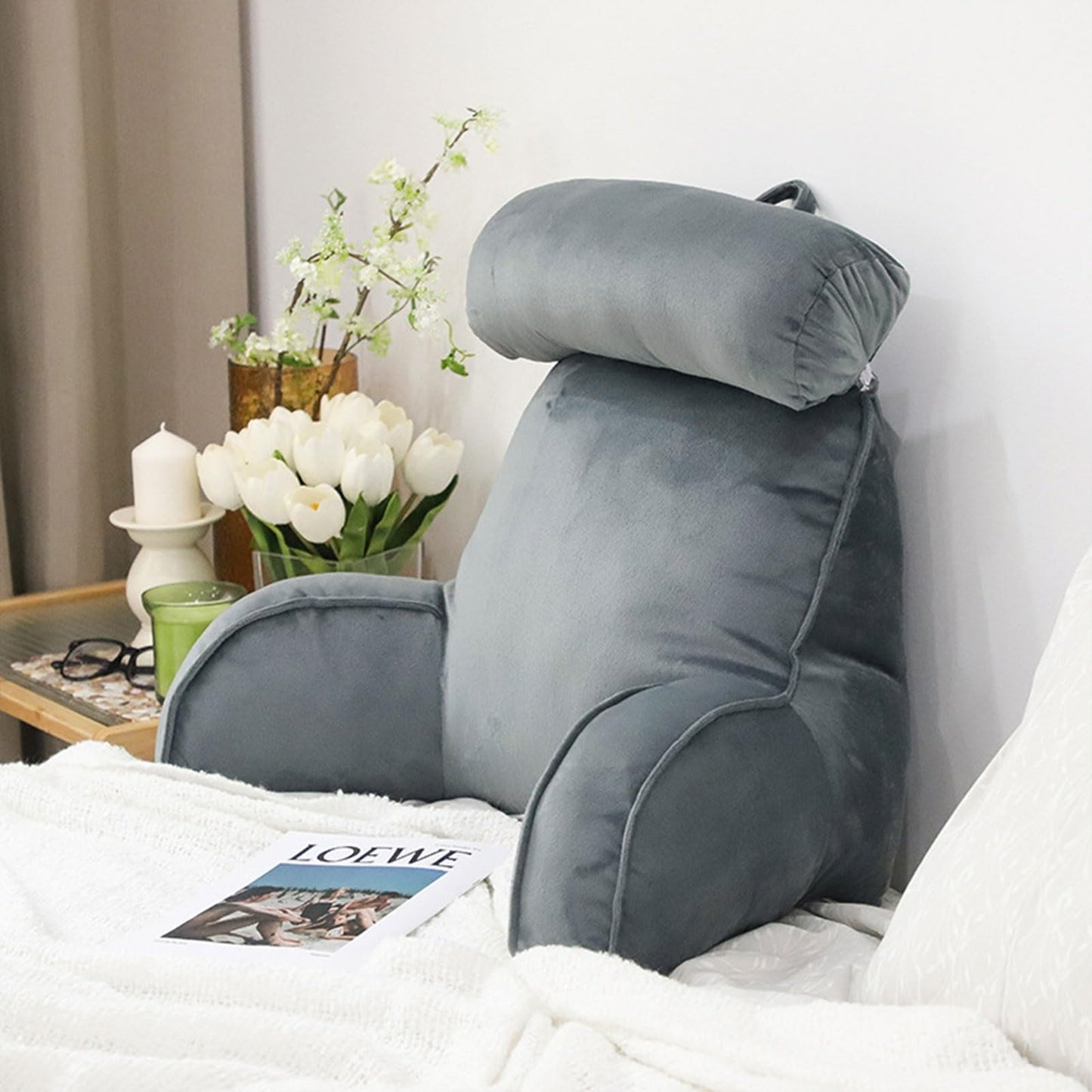 Reading Bed Pillow with Arms