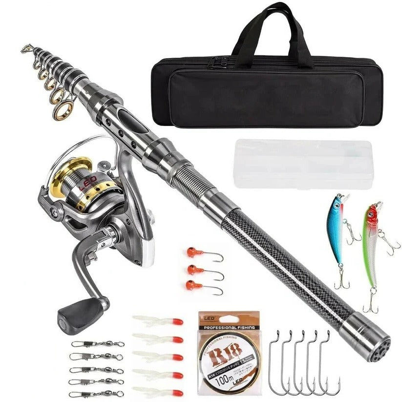 Carbon Fiber Telescopic Fishing Rod & Reel Combo
