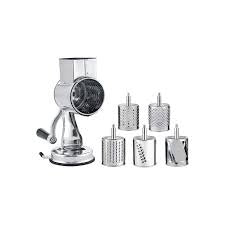 Rotary Kitchen Food Grater, Shredder, and Slicer with 5 Drum Blades