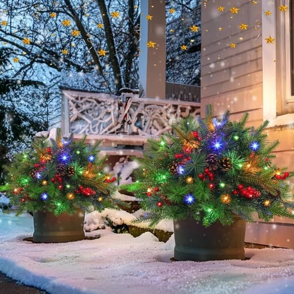 Pre-lit Artificial Christmas Tree Feel Real Urn Filler