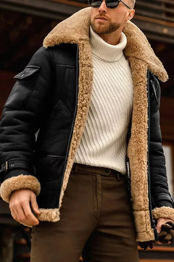 Men's Camel Style Flying Leather Jacket