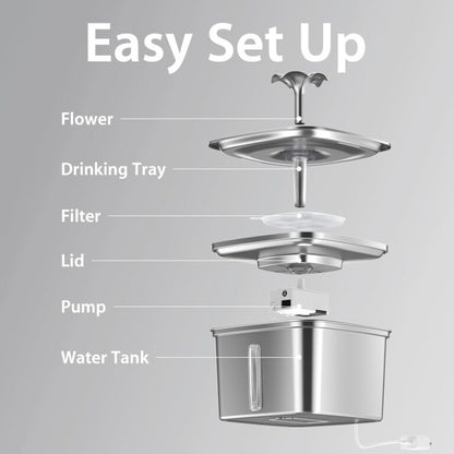 Pet water dispenser with filtration
