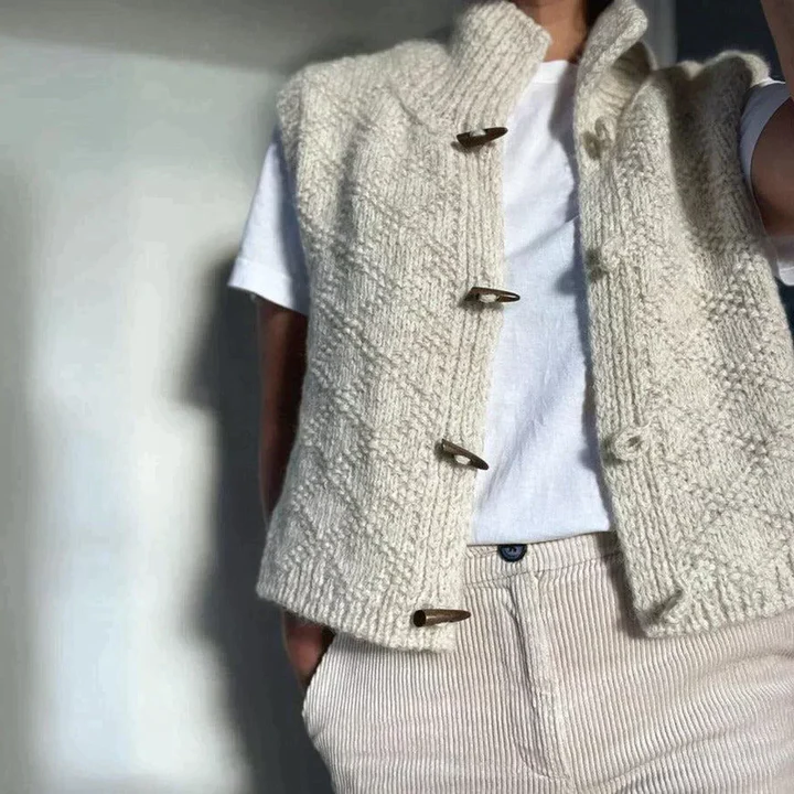 Beige Knitted Vest for Women