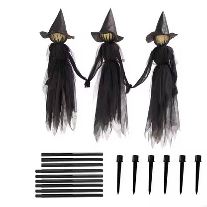 3PCS Indoor And Outdoor Halloween Decorations - Sound Activated Hand Holding Witch