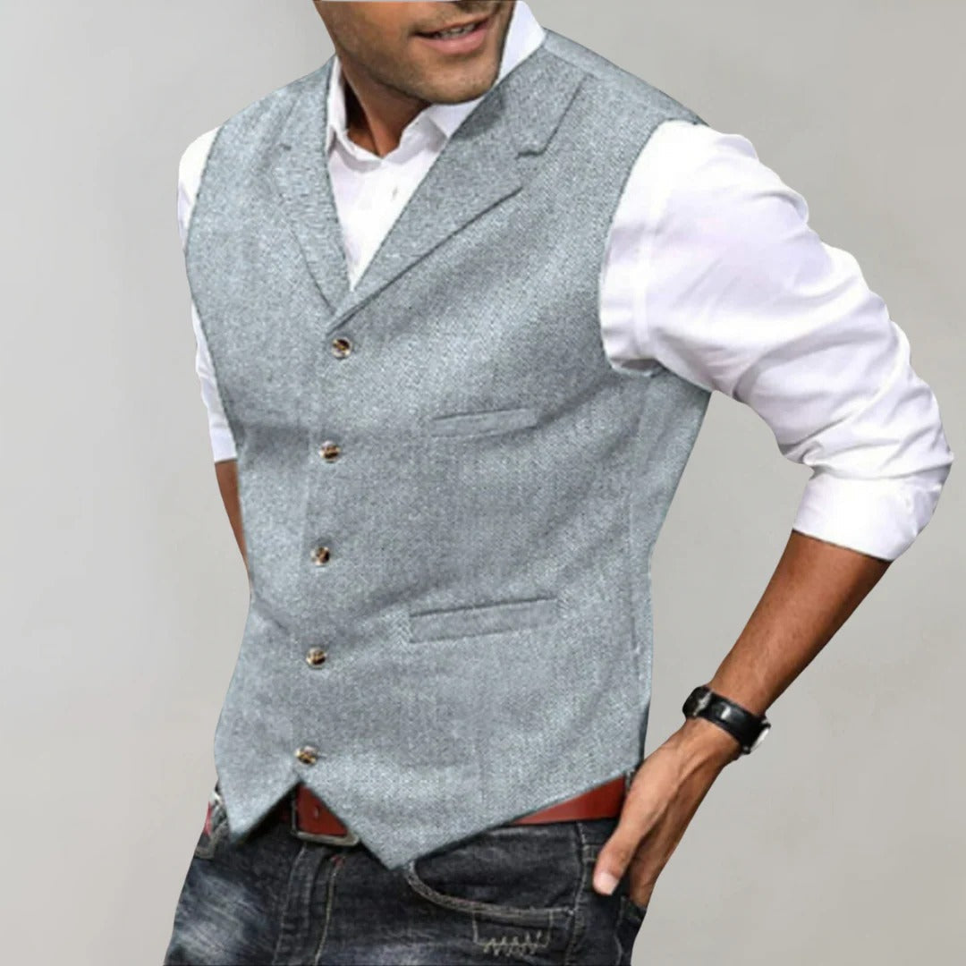Men's Formal Herringbone Pattern Vest