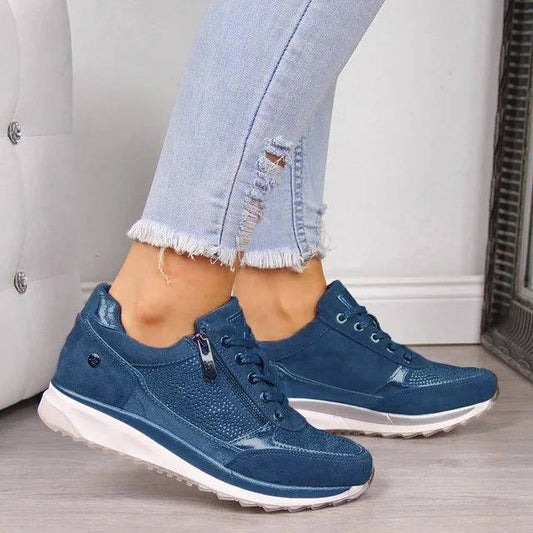 Women's Leather Sneakers with Zipper