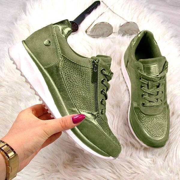Women's Leather Sneakers with Zipper