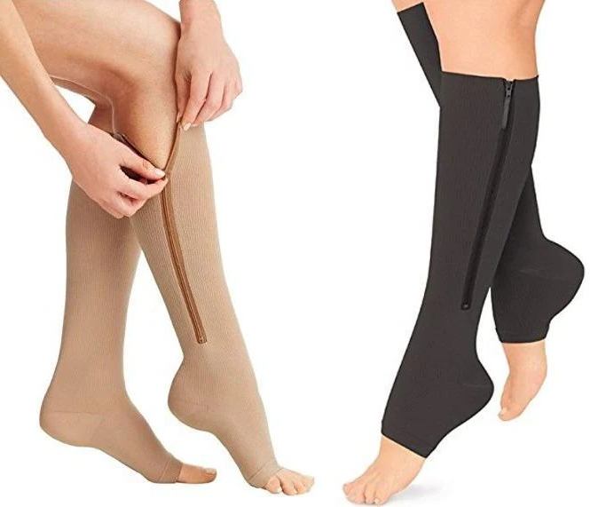 Zippered Compression Socks Support Stockings 20-30 mmHg