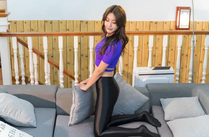 Glossy Opaque Shiny High Waist Sexy Stockings - High Elastic Skinny Leggings Pencil Pants