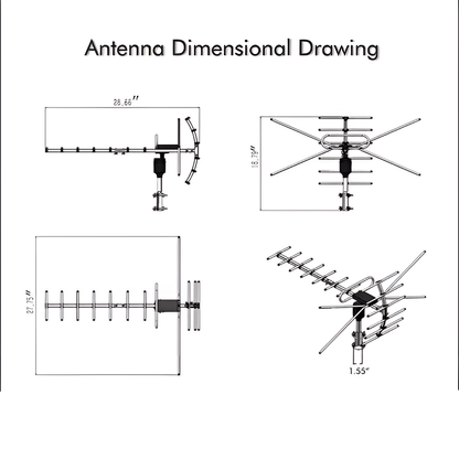 Extra Range 2025 Digital Outdoor HD TV Antenna with Full 360 Directional Motor Free HD Channels