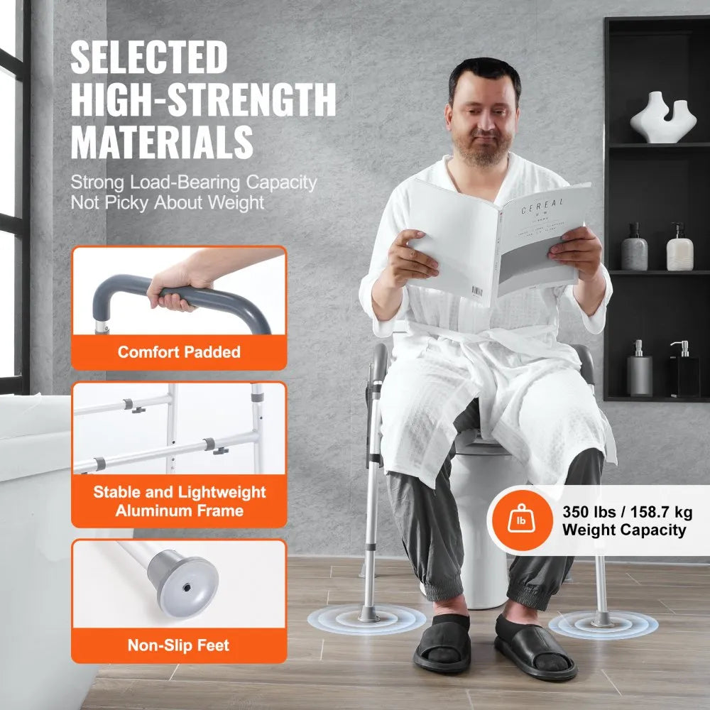 Height Adjustable Raised Toilet Seat with Handles