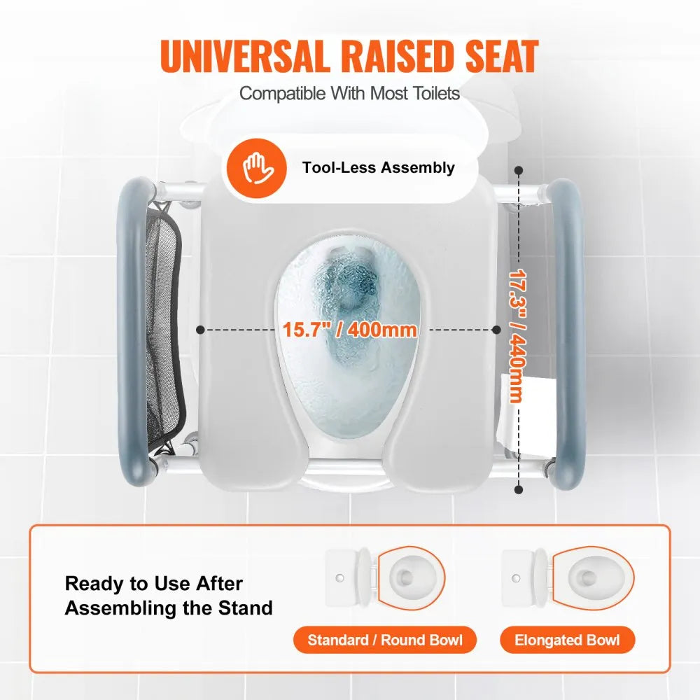 Height Adjustable Raised Toilet Seat with Handles
